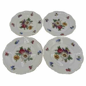 Set Of 4 Mitterteich Meissen Floral Gold Bavaria Germany - 6-3/4" BREAD PLATE #3